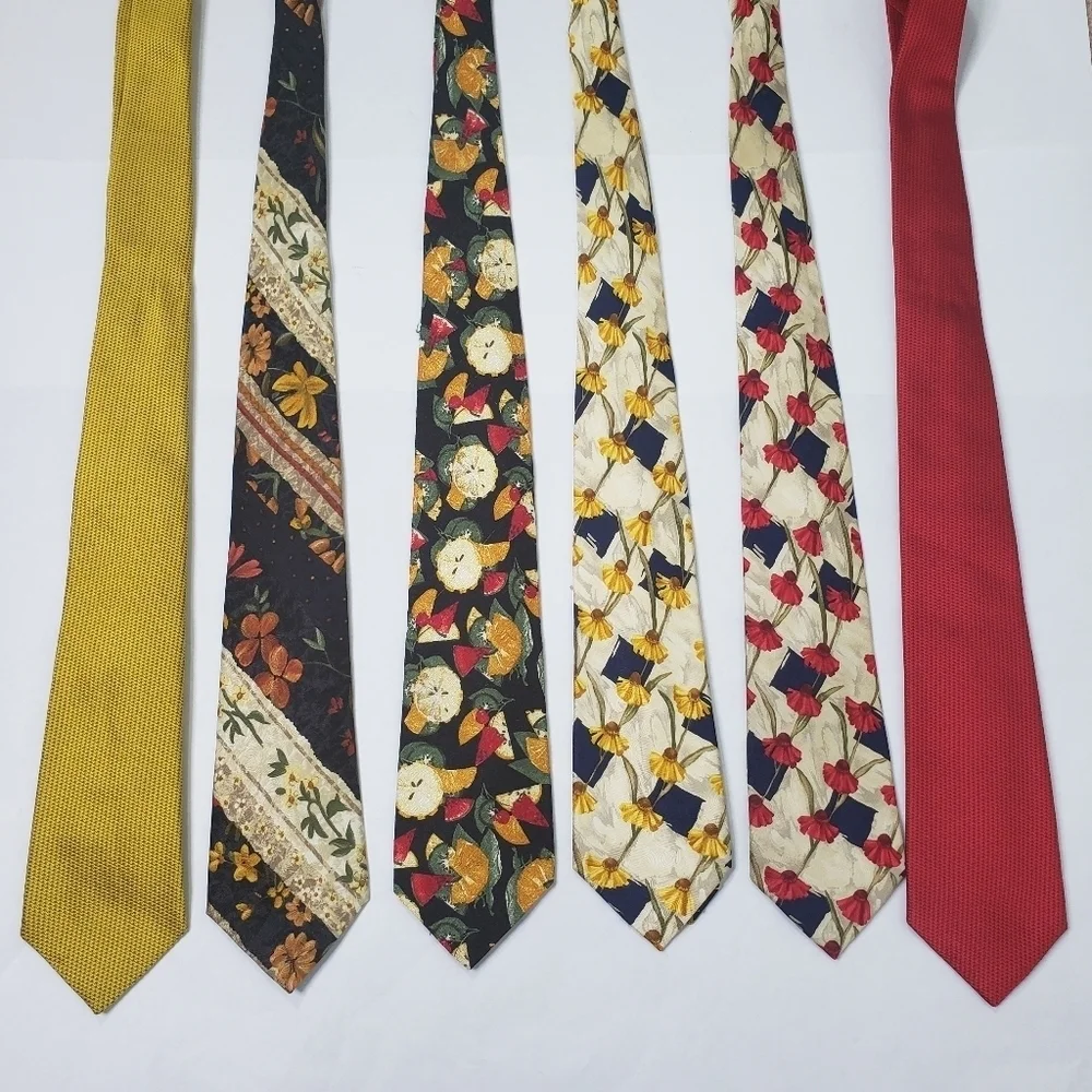 Bullock & Jones silk ties bundle of 6 fruit and floral